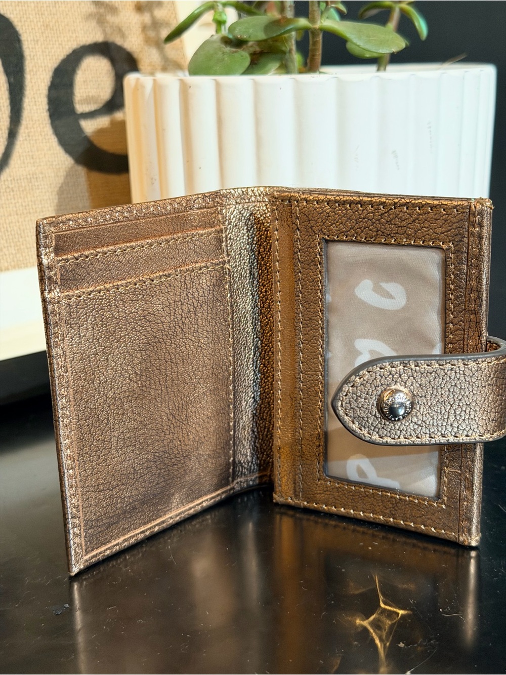 Aimee Kestenberg Tiny Titan Metallic Leather Bi-Fold Wallet - Picture 4 of 4